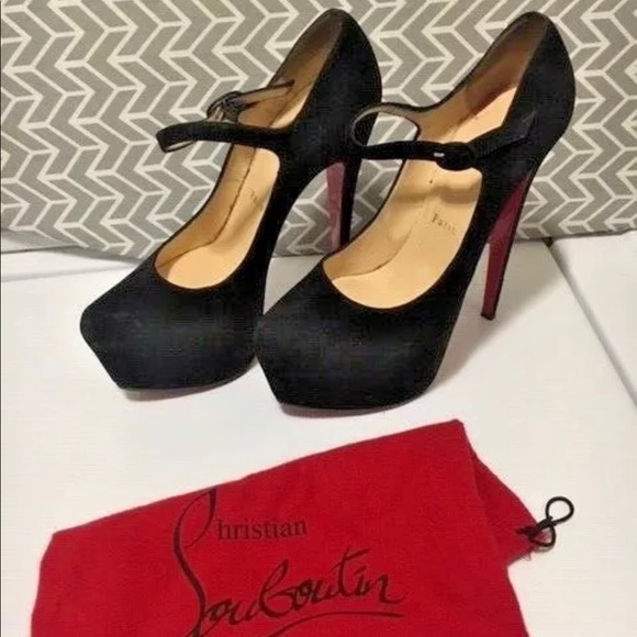 CHRISTIAN LOUBOUTIN BLK LADY VELOUR PUMPS - Picture 2 of 14